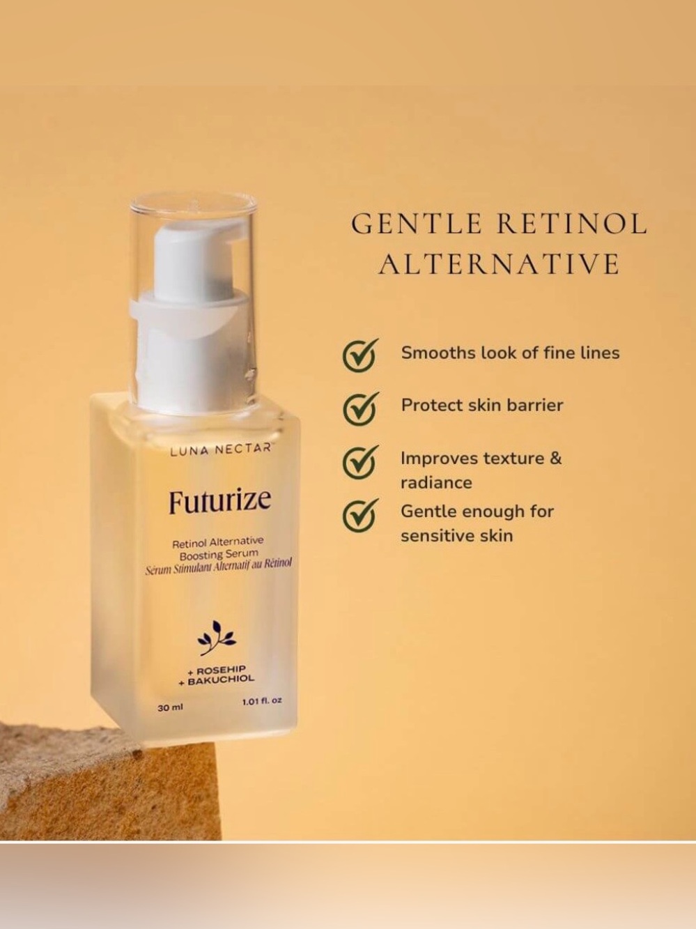 Futurize Retinol Alternative Boosting Serum . Just 3 ingredients. 1.01 Fl. Oz. - Picture 5 of 13